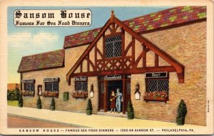 Linen Postcard Sansom House Seafood Restaurant Philadelphia, Pennsylvania~137675