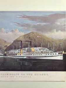 Currier & Ives Original Litho Print Plate II American Steam Boats on The Hudson 