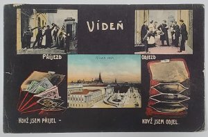 Vienna When I Arrive I have Money, Depart I am Broke Multi View Postcard H7