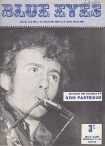 Blue Eyes Don Partridge 1960s Sheet Music