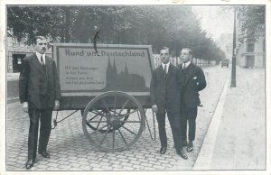 Three men pull handcart around Germany 1926 Guinness Record