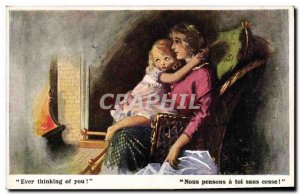 Old Postcard Fantasy Illustrator Ever thinking of you! women Children