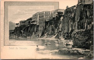 Vtg Saluti da Sorrento Marina coll' Albergo Tramontano Italy pre-1908 Postcard