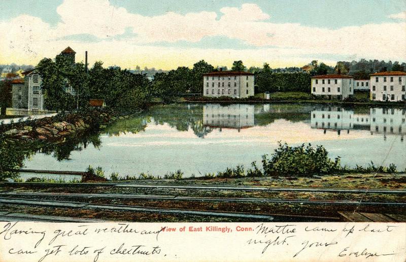 CT - East Killingly. View from Railroad Tracks  (crease in card)