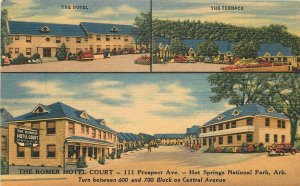Postcard Arkansas Hot Springs National Park Romer Hotel Court Teich 23-3115
