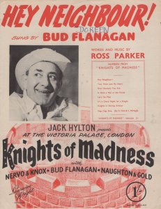 Hey Neighbour Bud Flanagan Vintage Sheet Music