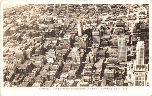 US6098 aerial view of main business district kansas city mo real photo usa