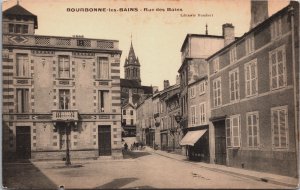 France Bourbonne-Les-Bains Rue des Bains Vintage Postcard C062