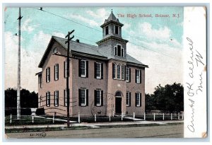 1907 The High School Building Campus Roadside View Belmar New Jersey NJ Postcard