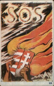 Hungarian Territorial Epsen Protection League Poster Art SOS Flames Propaganda