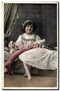 Fantasy - Child and Little Dog - Adrable little girl with dog Old Postcard (H...