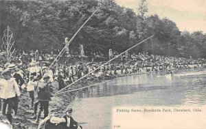 Fishing Scene Brookside Park Cleveland Ohio 1905c postcard