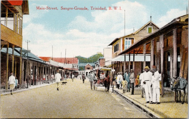 Main Street Sangre-Grande Trinidad BWI Unused Postcard E71