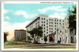 Vtg Pensacola Florida FL Palafox Street View Looking South 1930s Postcard