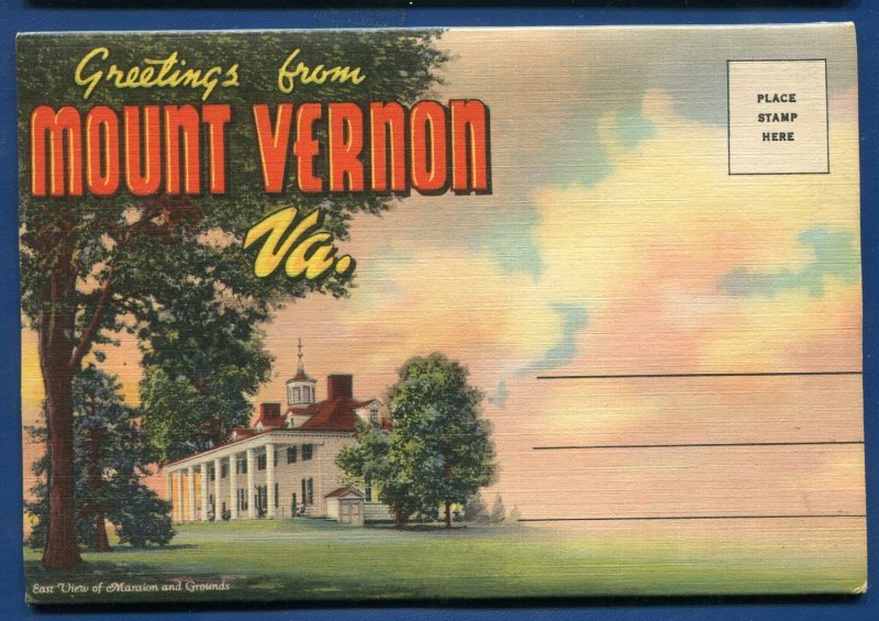 Mount Vernon Virginia Postcard Folder