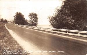 Gladstone Michigan~View of Lake from Bay Shore Drive~1938 RPPC