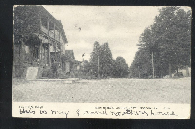 MOSCOW PENNSYLVANIA PA. DOWNTOWN MAIN STREET SCENE VINTAGE POSTCARD