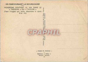 Postcard Modern Traveling Burgundy winemakers tasting the wine in Testevin or...