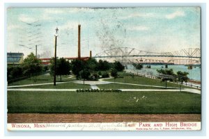 Park High Bridge 1907 Fremont Nebraska Faber Milwaukee Vintage Antique Postcard 