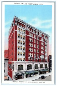 c1950 Hotel Miller Restaurant Building Classic Cars Milwaukee Wisconsin Postcard