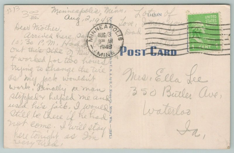 Marshalltown Iowa~Hotel Tallcorn~1940s Linen Postcard