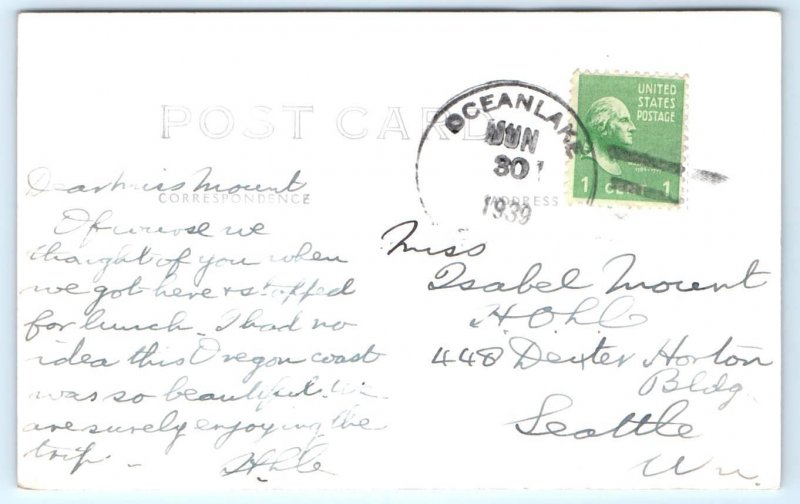 RPPC OCEANLAKE, OR Oregon ~  The DORCHESTER HOUSE 1939 Chandler Postcard