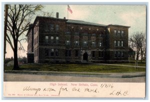 New Britain Connecticut Postcard High School Exterior View c1906 Vintage Antique