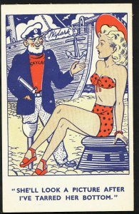 Comic Postcard - Beach / One Legged Sailor / Saucy / Swimsuit Lady / Ship S182