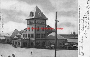 NH, Manchester, New Hampshire, Passenger Railroad Station, 1906 PM, Souvenir PC