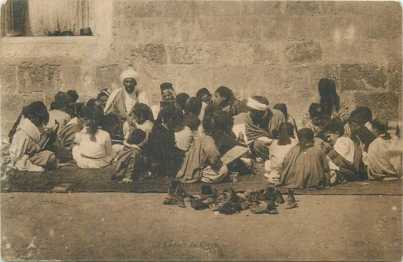 North Africa lecture du Coran 1907 postcard