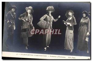 Postcard Old Fashion Headdress Woman Parisian Silhouettes of Toilets & # 39au...