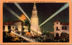 Vtg 1940's Premiere Night Carthay Circle Beverly Hills California CA Postcard