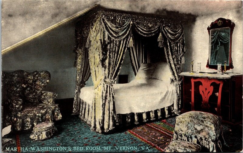 Martha Washingtons Bedroom Mt Vernon Virginia Va Interior Attic Postcard