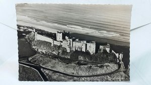 Stunning Aerial View of Bamburgh Castle Showing Coastline Vintage RP Postcard