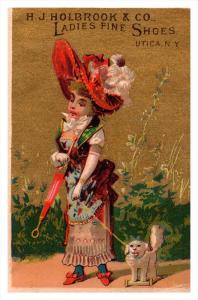 Trade card  New York  Utica H.J.Holbrook Co. ladies fine Shoes ,  Victorian ...