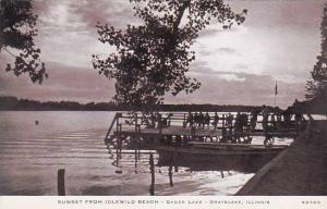 C R Childs Company Illinois Grays Lake Sunset From Idlewild Beach Real Photo