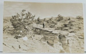 Rppc Men With Rifles Posing on Large Rocks Postcard Q7