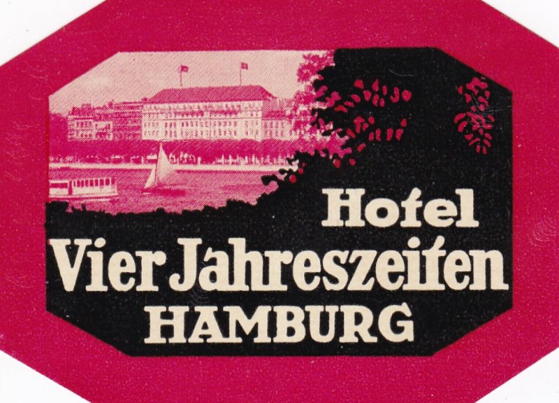 Germany Hamburg Hotel Vier Jahreszeiten Vintage Luggage Label sk2362