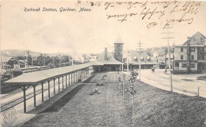 J45/ Gardner Massachusetts Postcard c1910 Railroad Depot 54