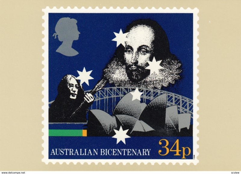 Australian Bicentenary Stamp postcard 34p , #2