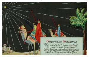 Vintage Christmas Postcard featuring the Three Wise Men/Kings & North Star