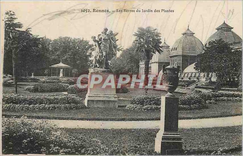 Old Postcard Rennes Les Jardin des Plantes Greenhouses