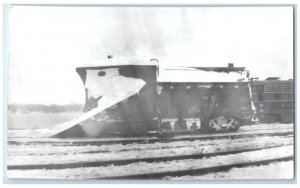 1961 Snow Plow Train Winter Scene Cedar Rapids Iowa IA RPPC Photo Postcard