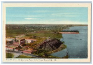 c1940's Aerial View St. Lawrence Paper Mills Three Rivers Quebec Canada Postcard