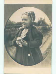 rppc 1920's GIRL CARRYING BOOK IN HER HAND AC8497