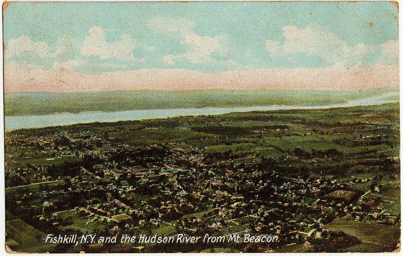 1908 Fishkill NY New York Bird's Eye Hudson River from Mount Mt. Beacon Postcard