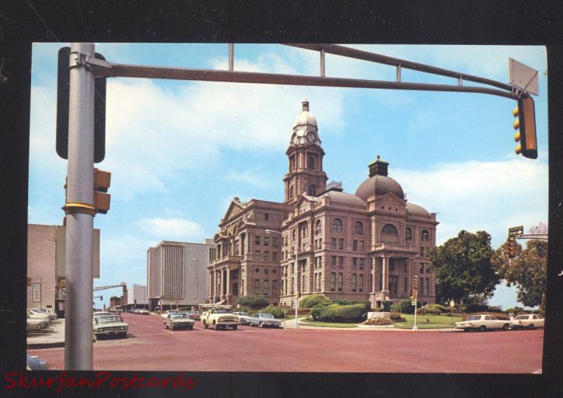 FORT WORTH TEXAS TARRANT COUNTY COURT HOUSE 1950's CARS VINTAGE POSTCARD