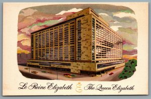 Postcard Montreal Quebec c1960s The Queen Elizabeth CNR Hilton Hotels Advert