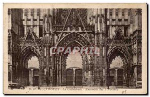 Troyes Old Postcard The cathedral Together the three portals