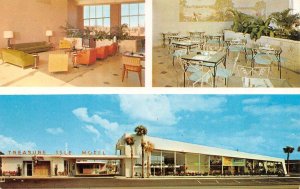 Miami Beach, FL Florida  TREASURE ISLE MOTEL Mid Century Lobby ROADSIDE Postcard